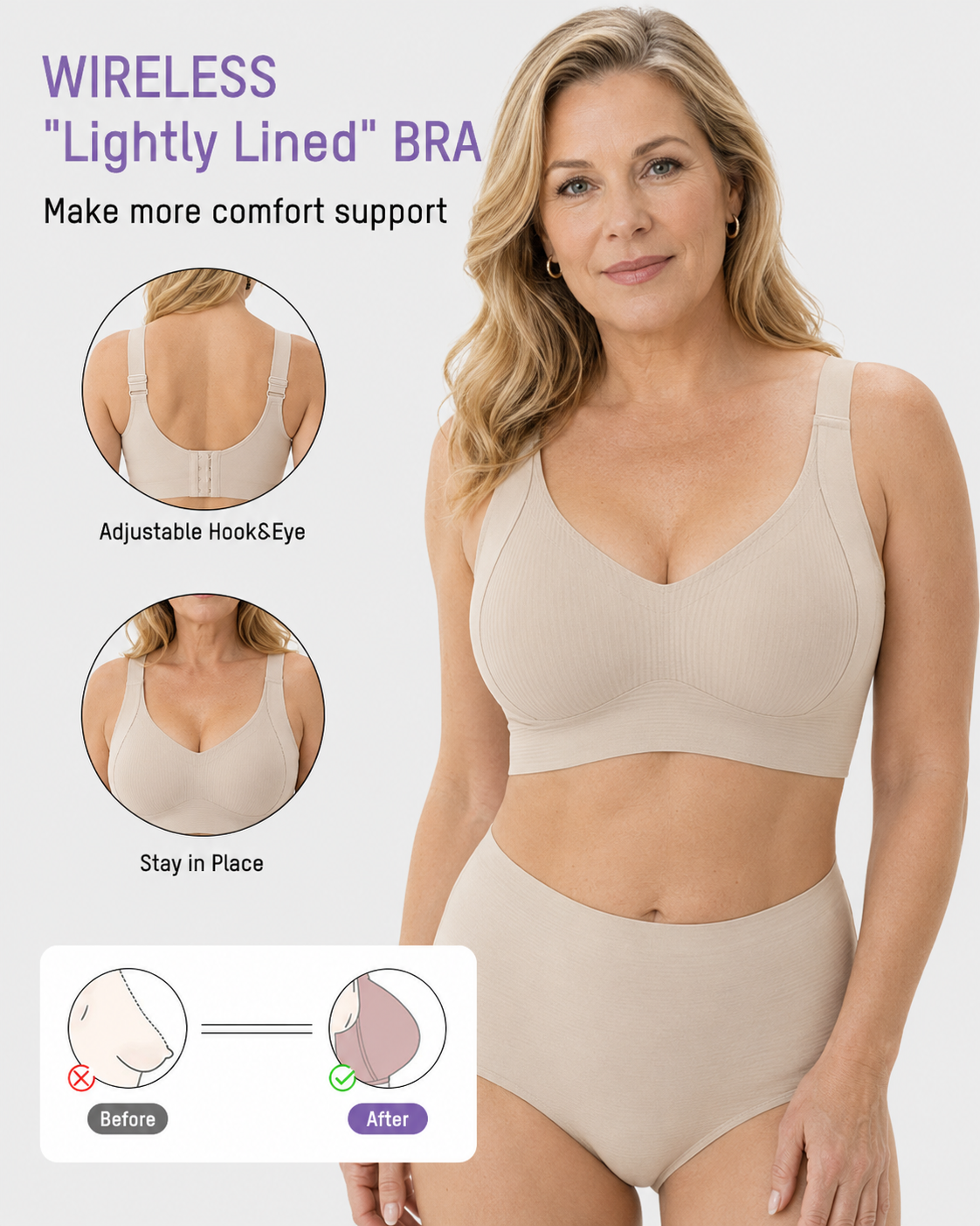 All-Day Comfort Adjustable Wireless Bra