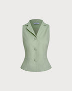 Green Collar Single Breasted Vest