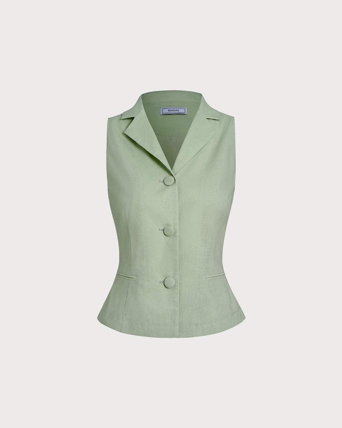 Green Collar Single Breasted Vest