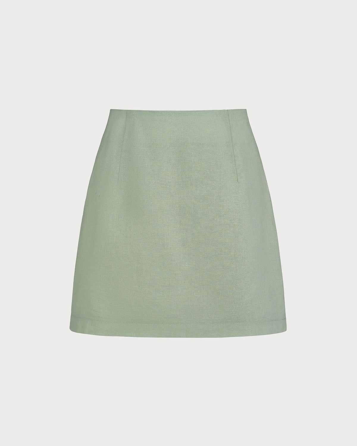 Green Solid A-Line Mini Skirt