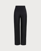 Black Natural Waisted Straight Pants