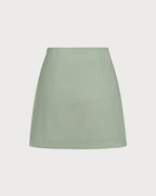 Green Solid A-Line Mini Skirt