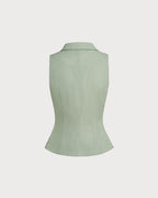 Green Collar Single Breasted Vest