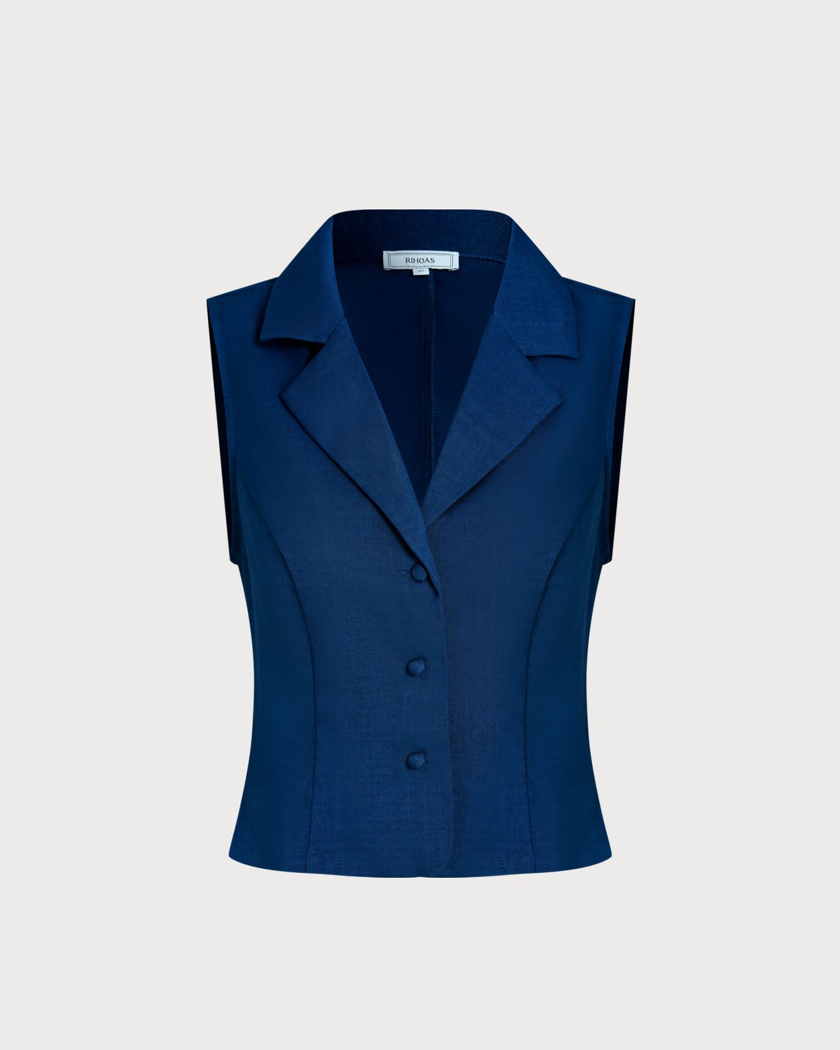 Blue Single Breasted Collar Vest