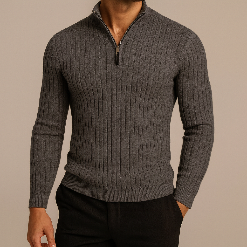 Adrian - High-Collar Half-Zip Sweater
