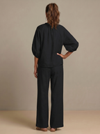 Natalia | Top Blouson with Zip and Wide Leg Pants
