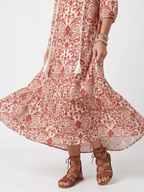 Noelle | Ornate Print Tassel Tie Midi Dress