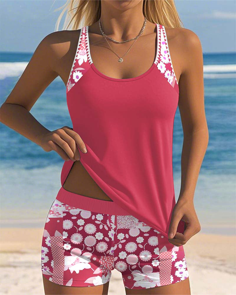 Nanet - Printed Tankini Shorts Set