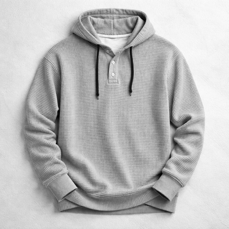 Wells - Waffle Knit Pullover Hoodie