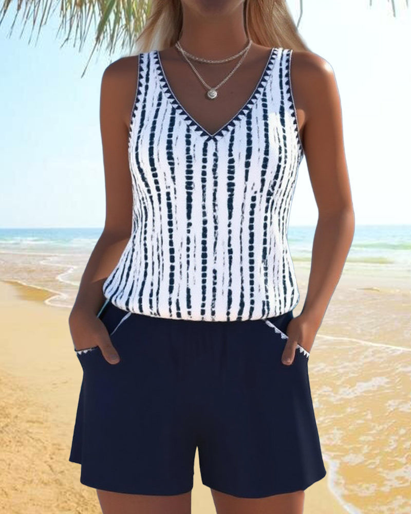 Leslie - Casual Tankini Shorts Set