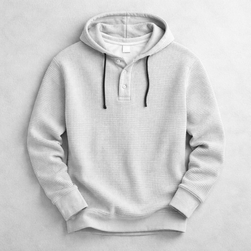 Wells - Waffle Knit Pullover Hoodie