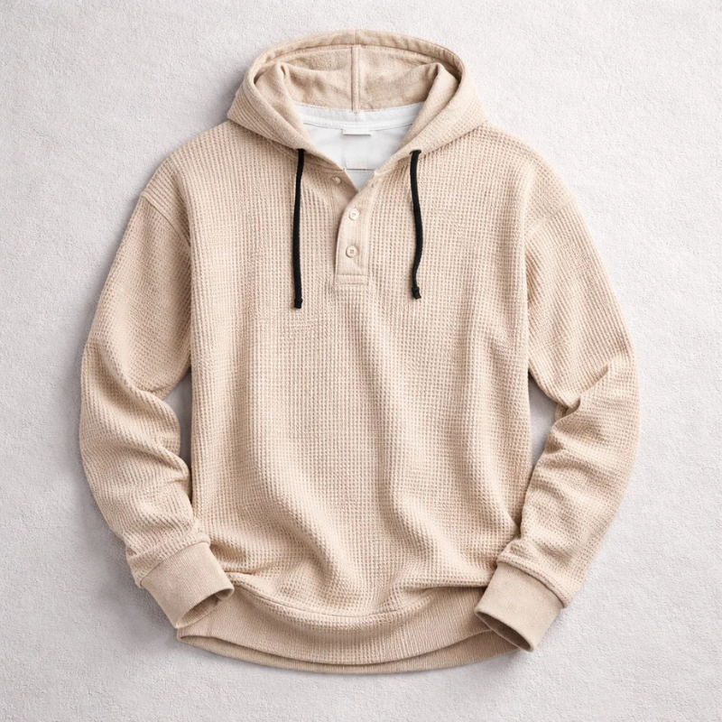 Wells - Waffle Knit Pullover Hoodie