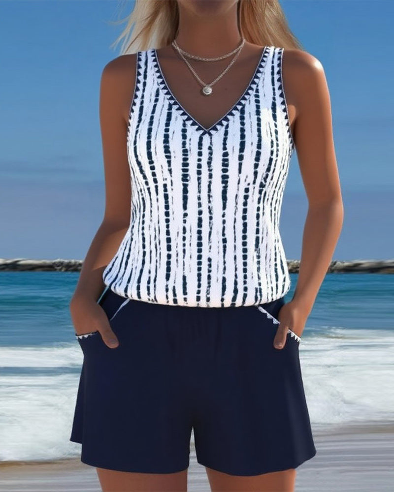 Leslie - Casual Tankini Shorts Set