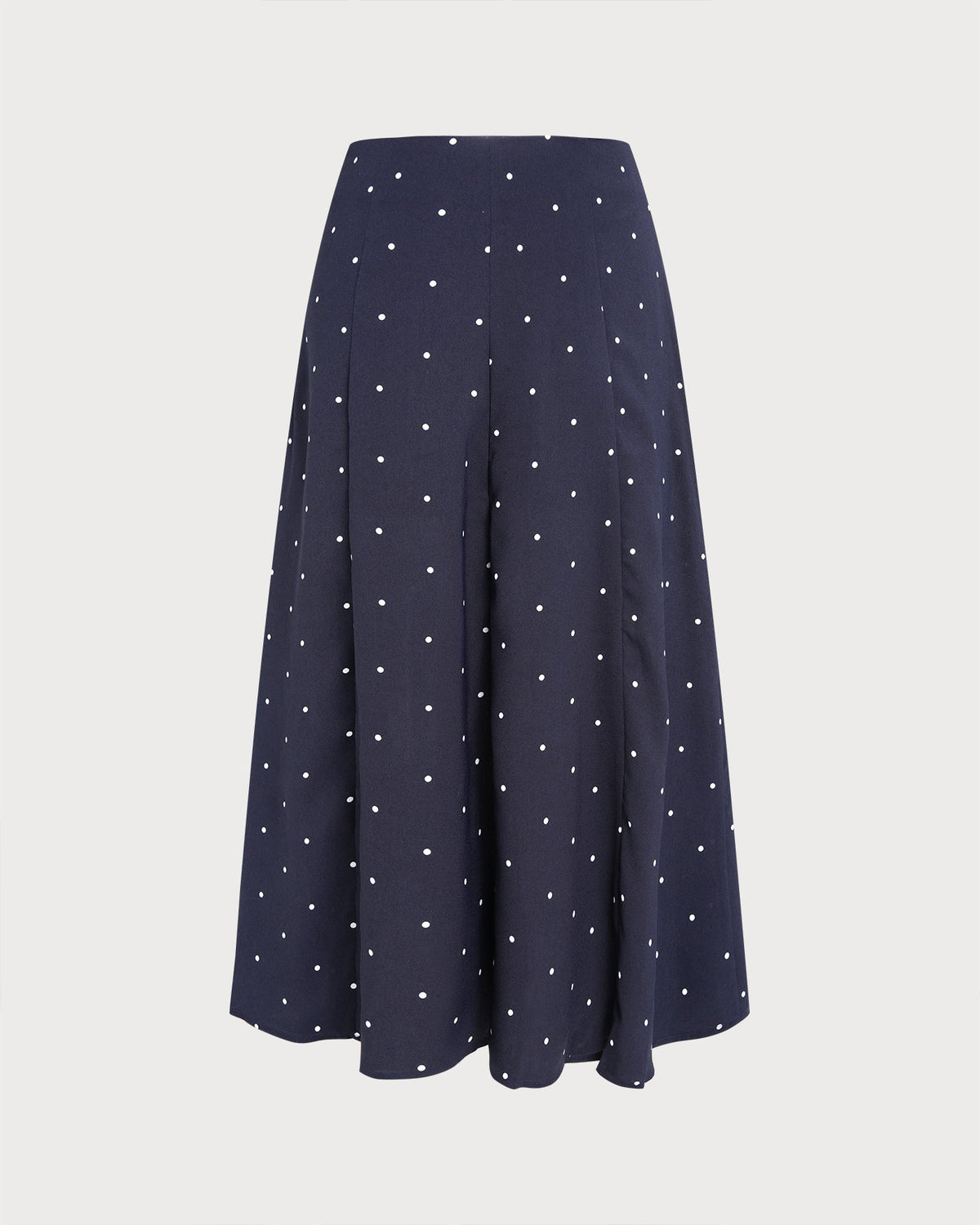 Navy Polka Dot Slit Midi Skirt