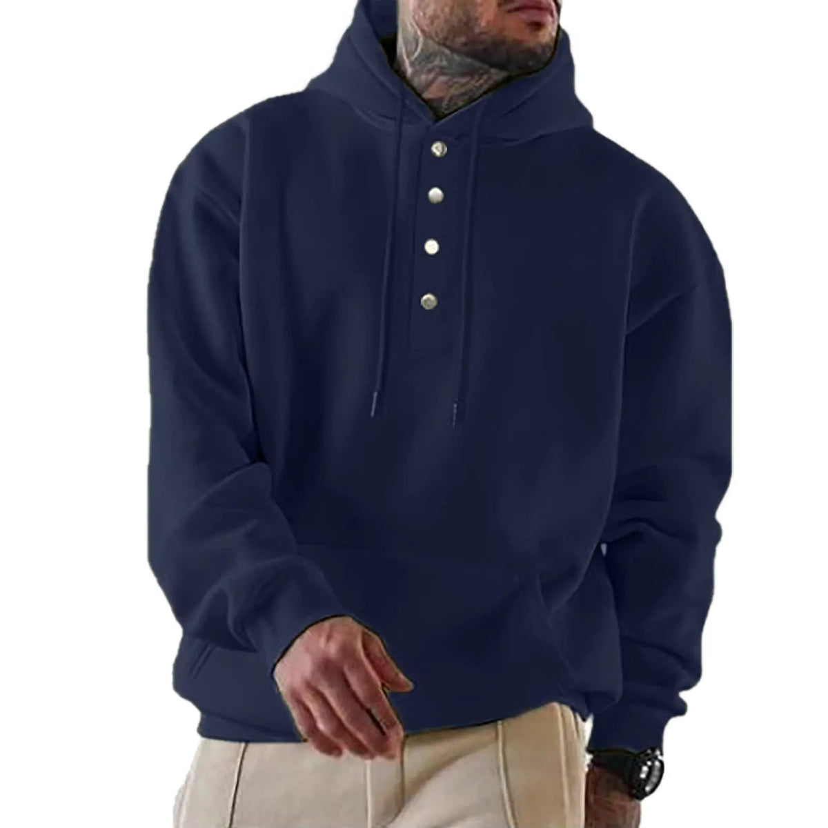 Chad - Everyday Buttoned Knit Hoodie