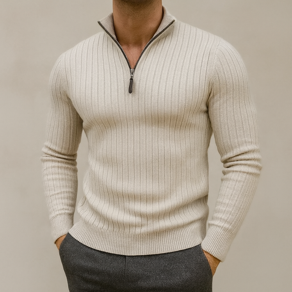 Adrian - High-Collar Half-Zip Sweater