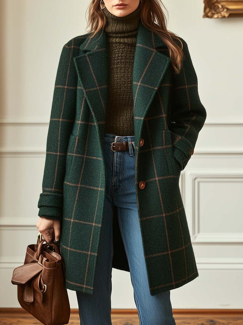 Kayla | Retro Plaid Tweed Coat