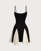 Black Contrast Slip Mini Dress
