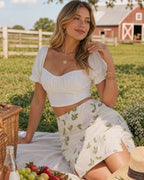 Beige Floral Straight Mini Skirt