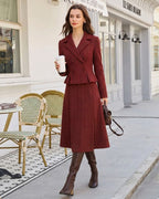 Red Plaid A-Line Midi Skirt