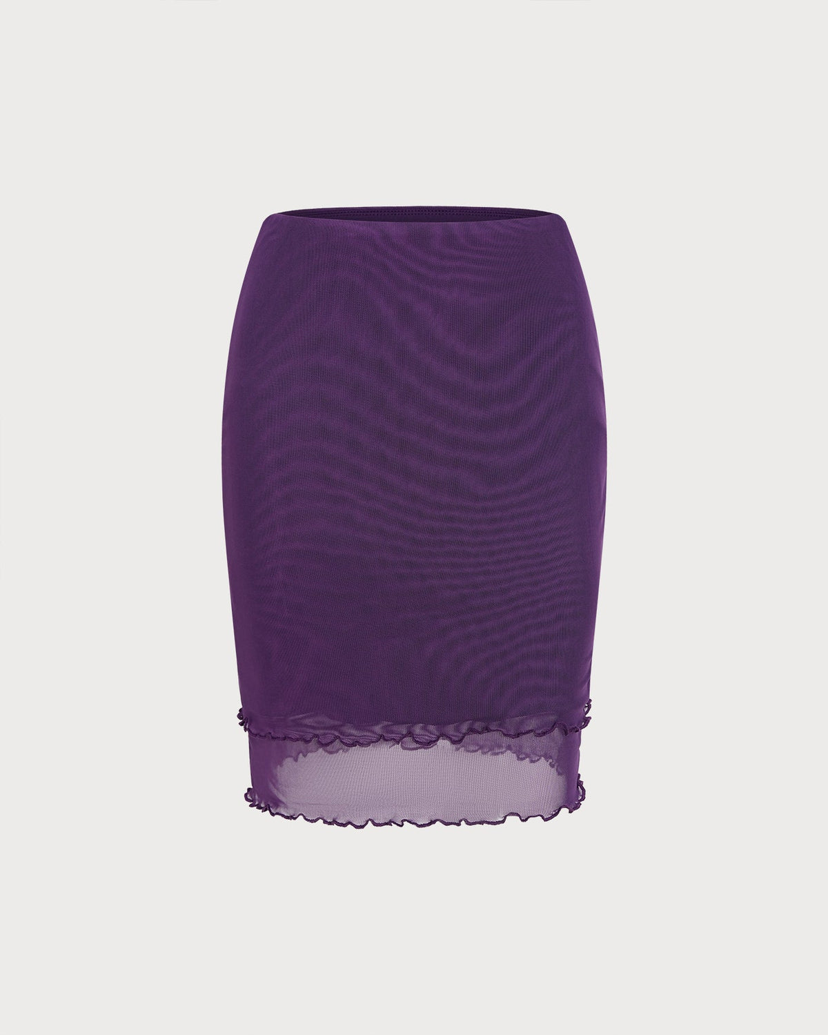 Purple Elastic Waist Straight Skirt
