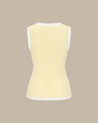 Yellow Contrasting Button Knit Tank
