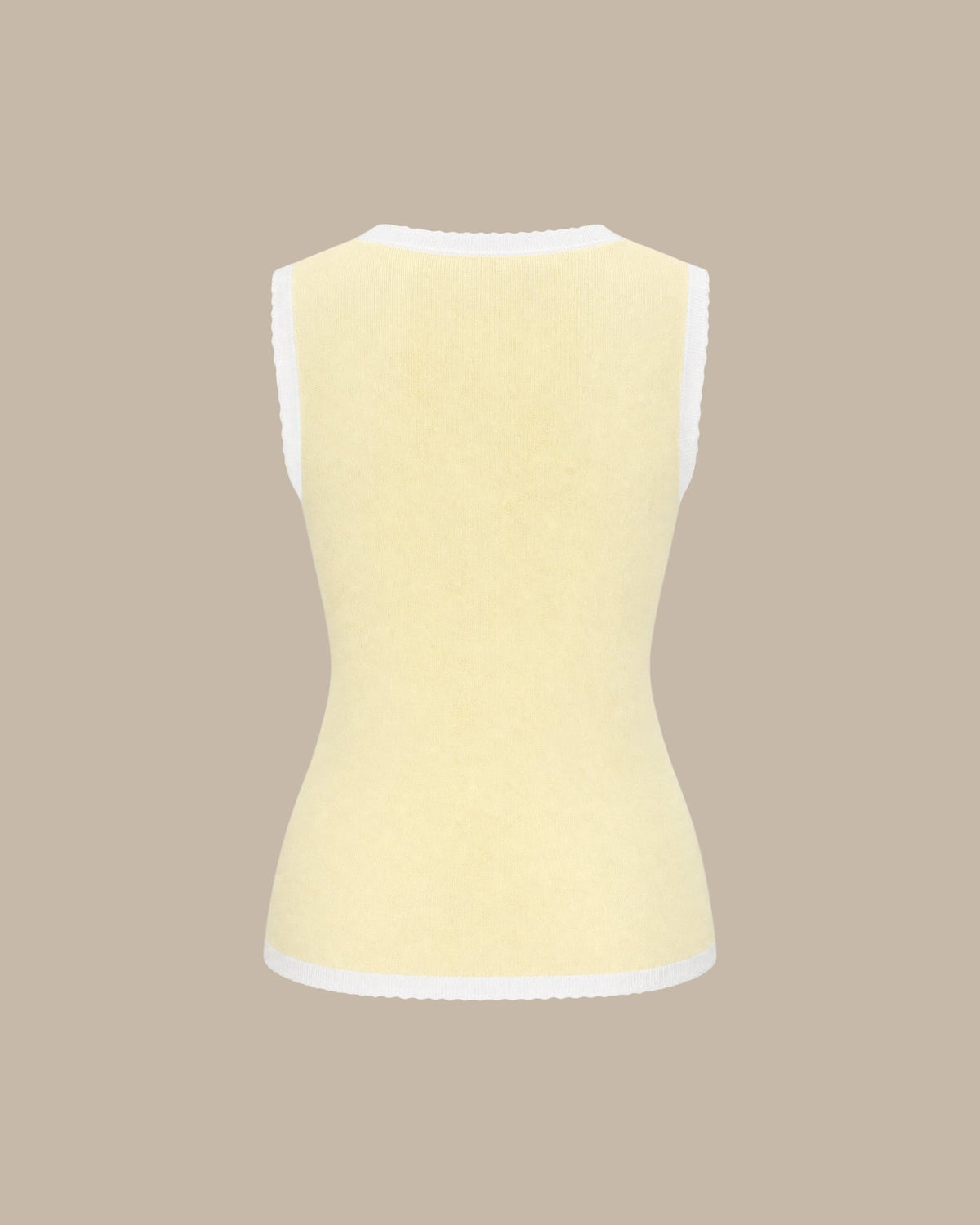 Yellow Contrasting Button Knit Tank