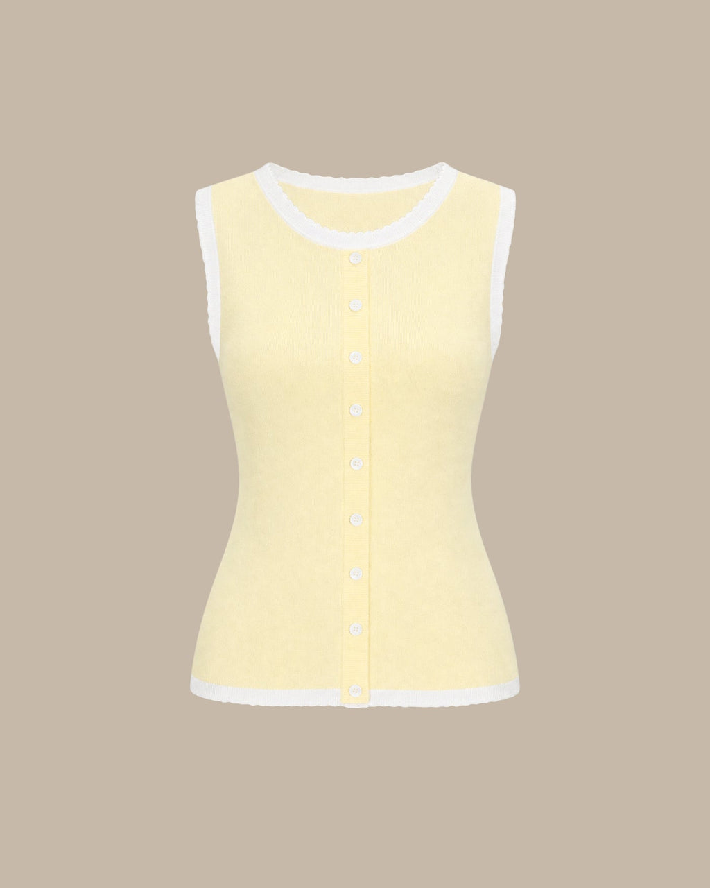 Yellow Contrasting Button Knit Tank