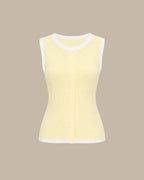 Yellow Contrasting Button Knit Tank