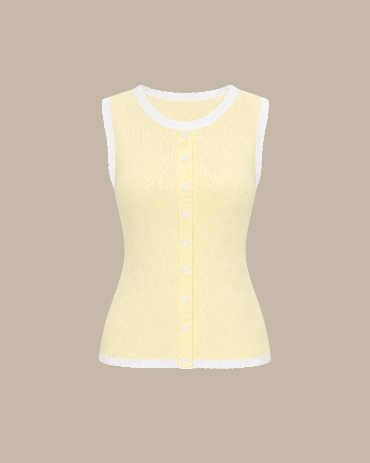 Yellow Contrasting Button Knit Tank