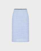 Blue Polka Dot Splicing A-Line Skirt