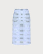 Blue Polka Dot Splicing A-Line Skirt
