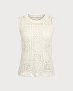 Apricot Round Neck Textured Knit Sweater