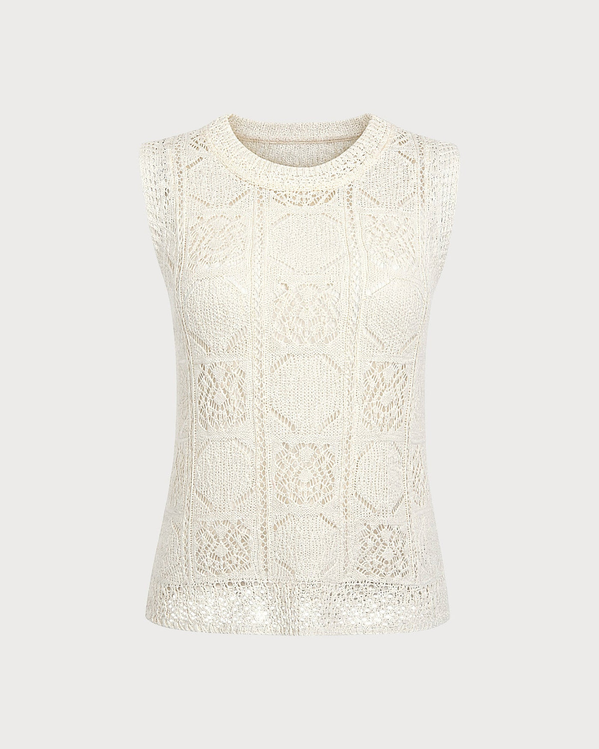 Apricot Round Neck Textured Knit Sweater