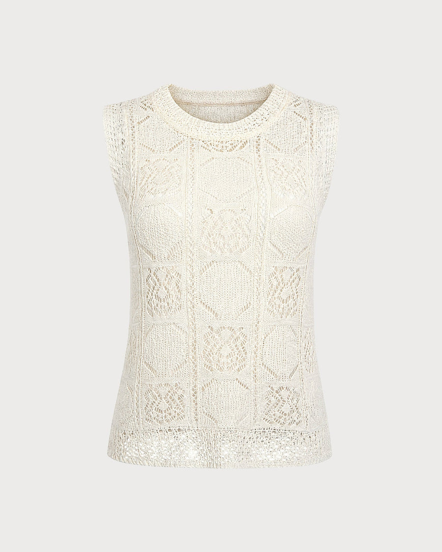 Apricot Round Neck Textured Knit Sweater