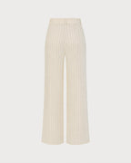 Apricot Elastic Waist Pockets Straight Pants