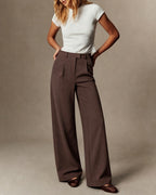 Coffee Button Pockets Casual Pants