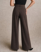 Coffee Pockets Button Straight Pants