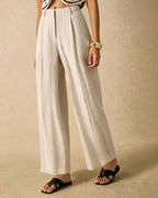 Apricot Elastic Waist Pockets Straight Pants