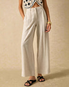 Apricot Elastic Waist Pockets Straight Pants