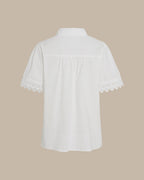 White Collar Splicing Button Shirt