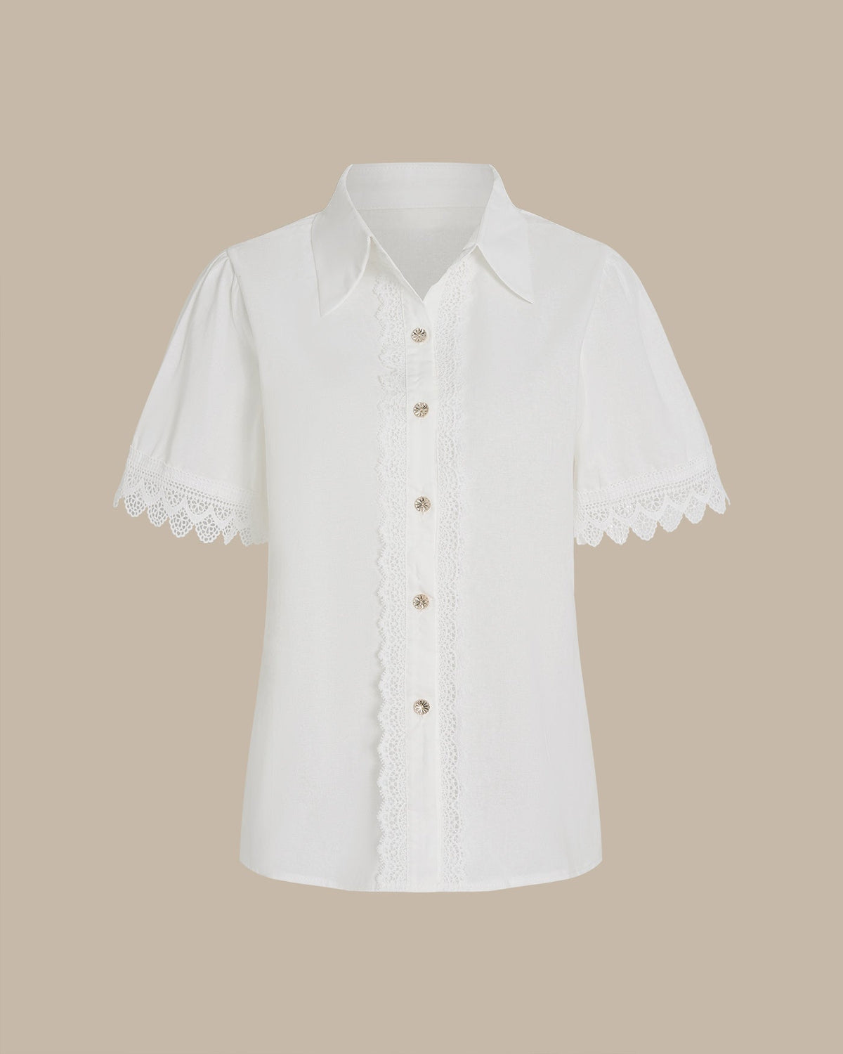 White Collar Splicing Button Shirt