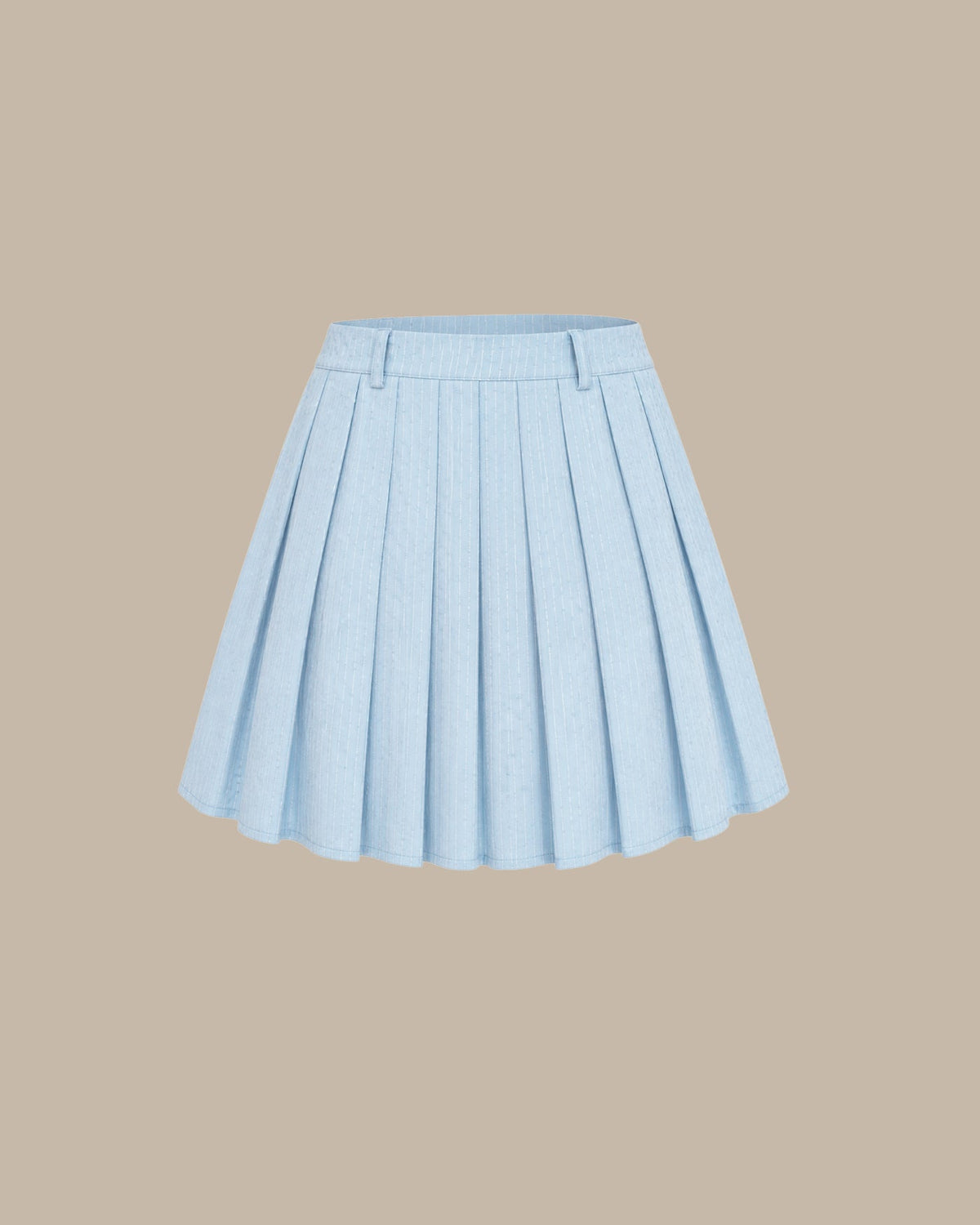 Blue Textured Pleated Mini Skirt