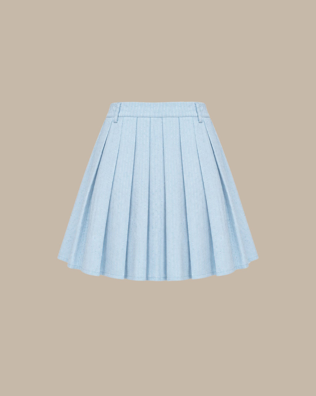 Blue Textured Pleated Mini Skirt
