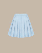 Blue Textured Pleated Mini Skirt