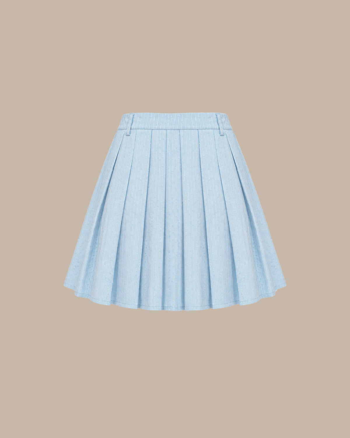 Blue Textured Pleated Mini Skirt