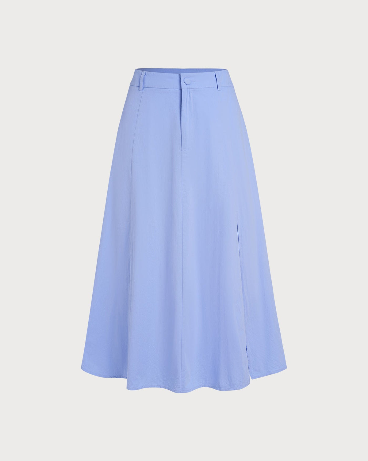 Blue Button Slit A-Line Midi Skirt