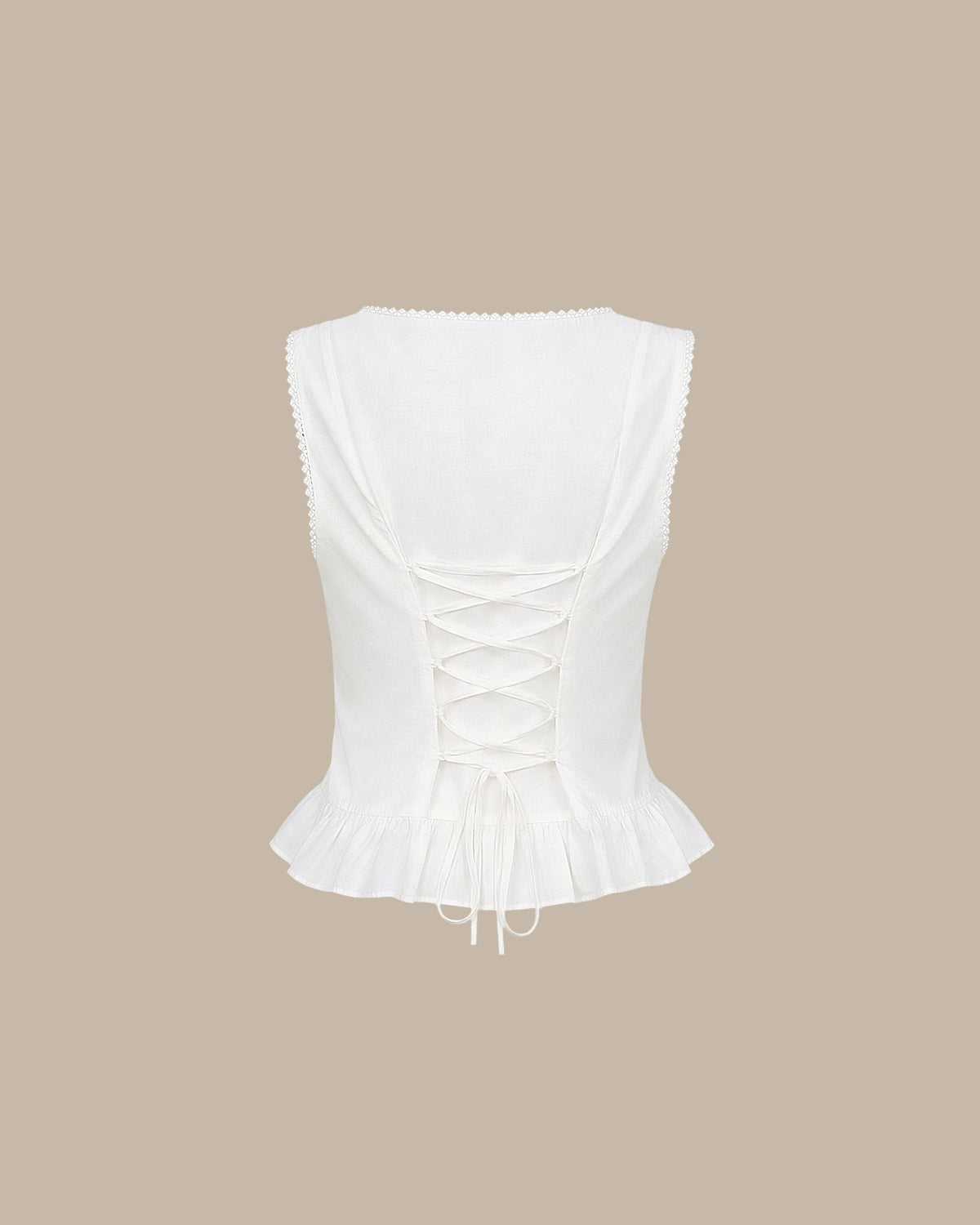 White U Neck Lace Embroidery Tank Top