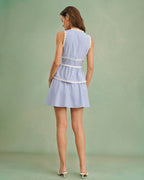Blue V Neck Lace Tank Top
