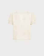 Apricot Square Neck Lace Floral Tee